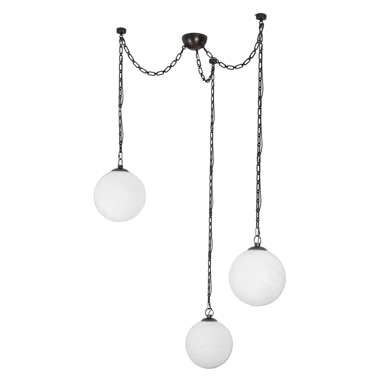 Cariselle LED 3 Light Swag Pendant, Urban Bronze and Cloud Glass