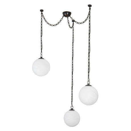 Cariselle LED 3 Light Swag Pendant, Urban Bronze and Cloud Glass