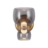 Brann LED Wall Sconce 8", Vintage Brass and Smoke Glass