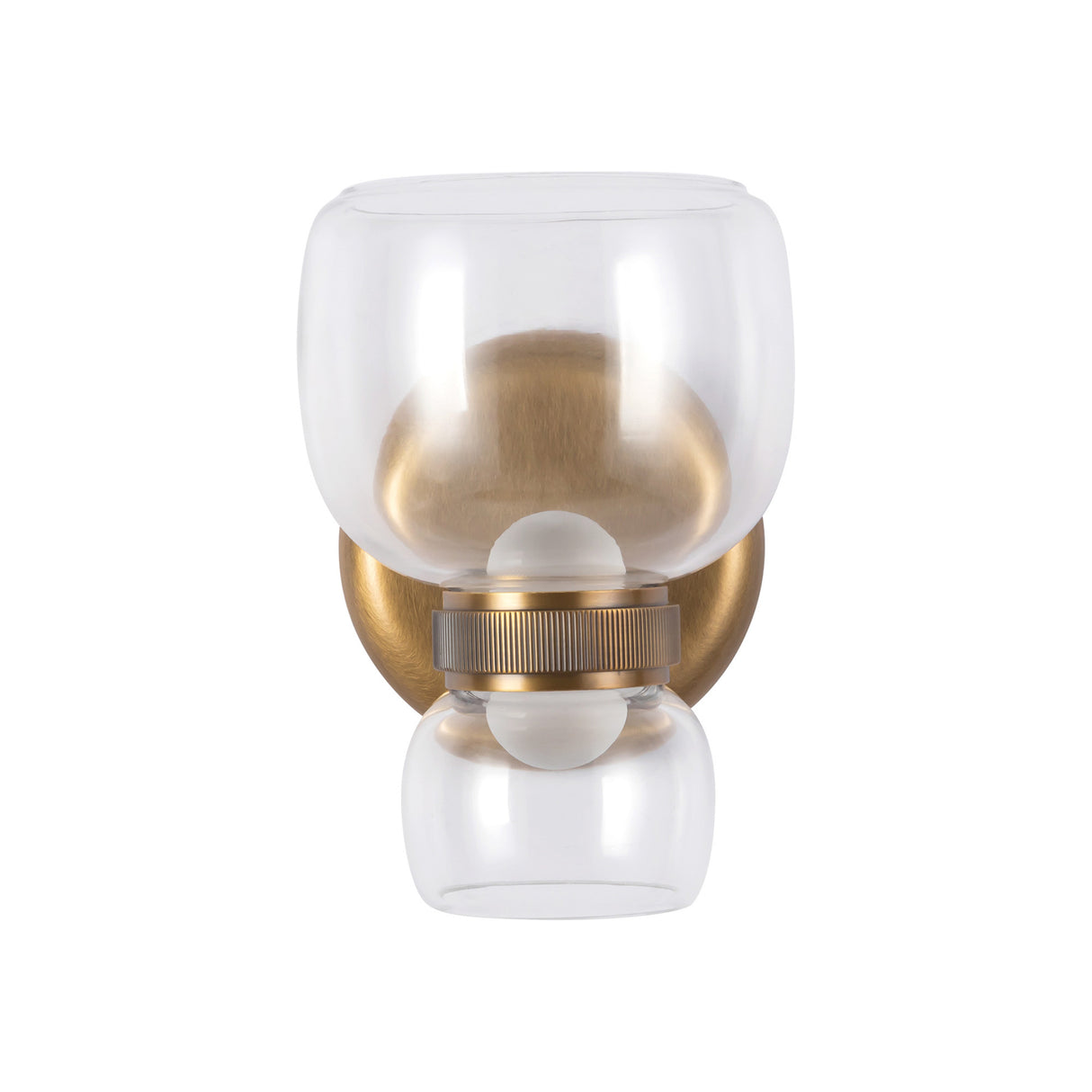 Brann LED Wall Sconce 8", Vintage Brass and Clear Glass