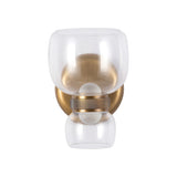 Brann LED Wall Sconce 8", Vintage Brass and Clear Glass