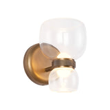 Brann LED Wall Sconce 8", Vintage Brass and Clear Glass