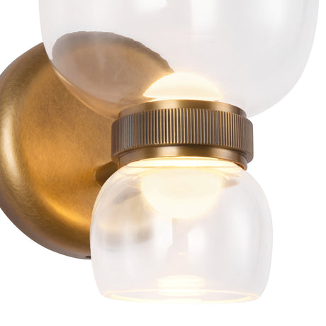 Brann LED Wall Sconce 8", Vintage Brass and Clear Glass