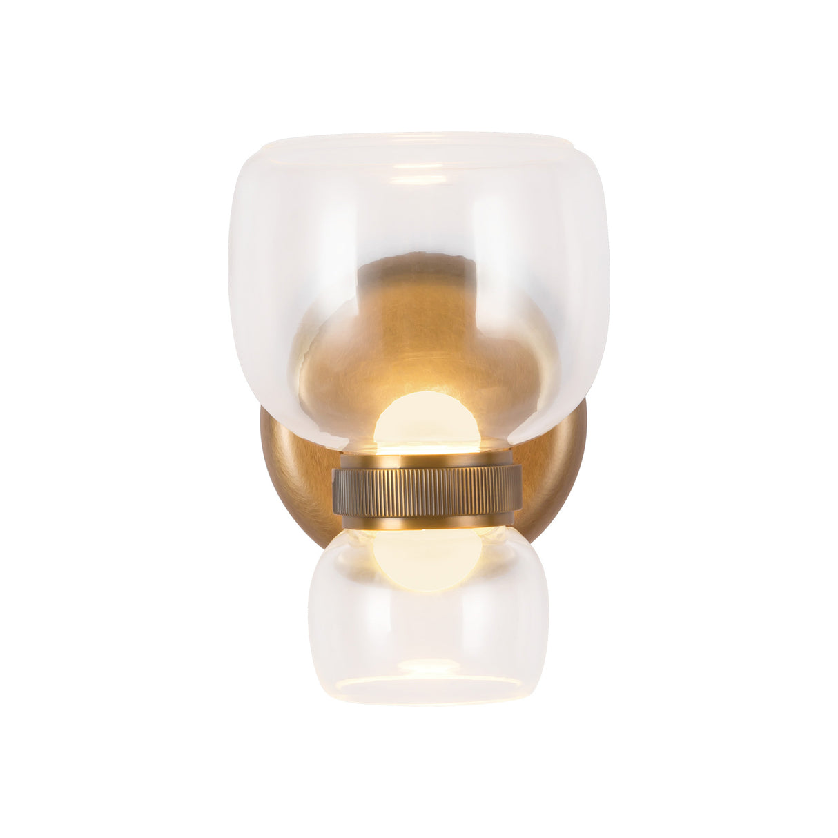 Brann LED Wall Sconce 8", Vintage Brass and Clear Glass