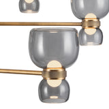 Brann LED Chandelier 36", Vintage Brass and Smoke Glass