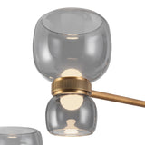 Brann LED Chandelier 36", Vintage Brass and Smoke Glass