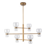 Brann LED Chandelier 36", Vintage Brass and Clear Glass