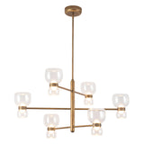 Brann LED Chandelier 36", Vintage Brass and Clear Glass