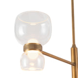 Brann LED Chandelier 36", Vintage Brass and Clear Glass