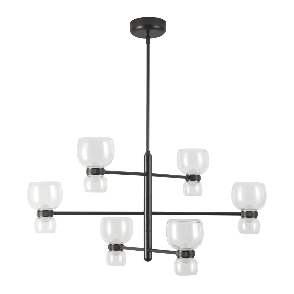 Brann LED Chandelier 36", Urban Bronze and Clear Glass