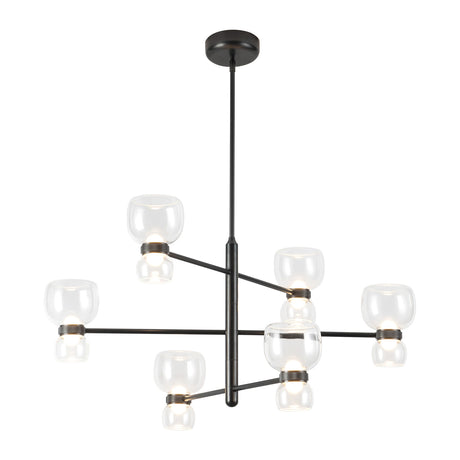 Brann LED Chandelier 36", Urban Bronze and Clear Glass
