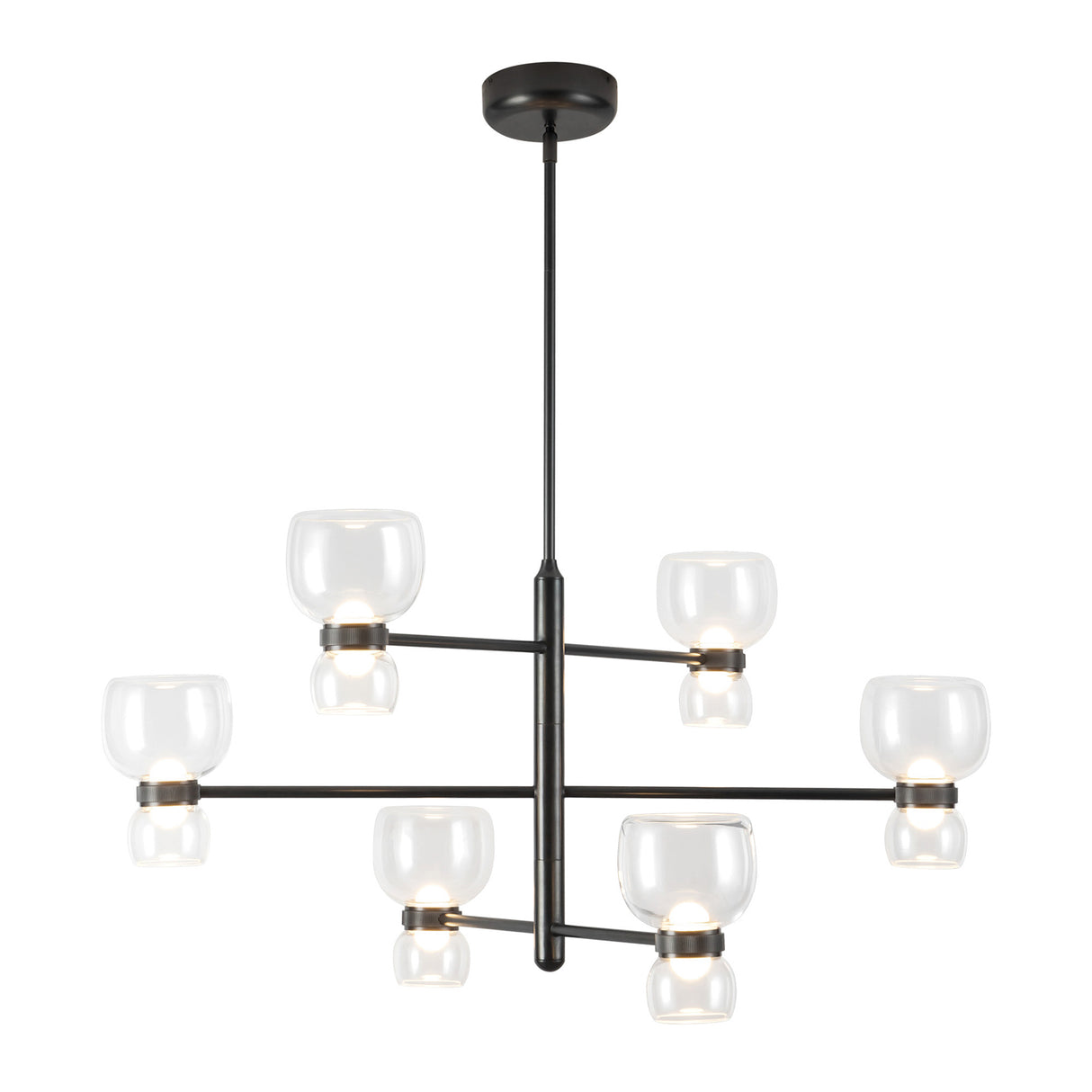 Brann LED Chandelier 36", Urban Bronze and Clear Glass
