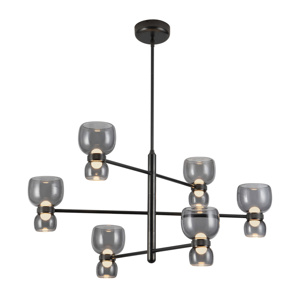 Brann LED Chandelier 36", Urban Bronze and Smoke Glass
