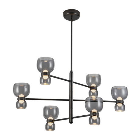 Brann LED Chandelier 36", Urban Bronze and Smoke Glass