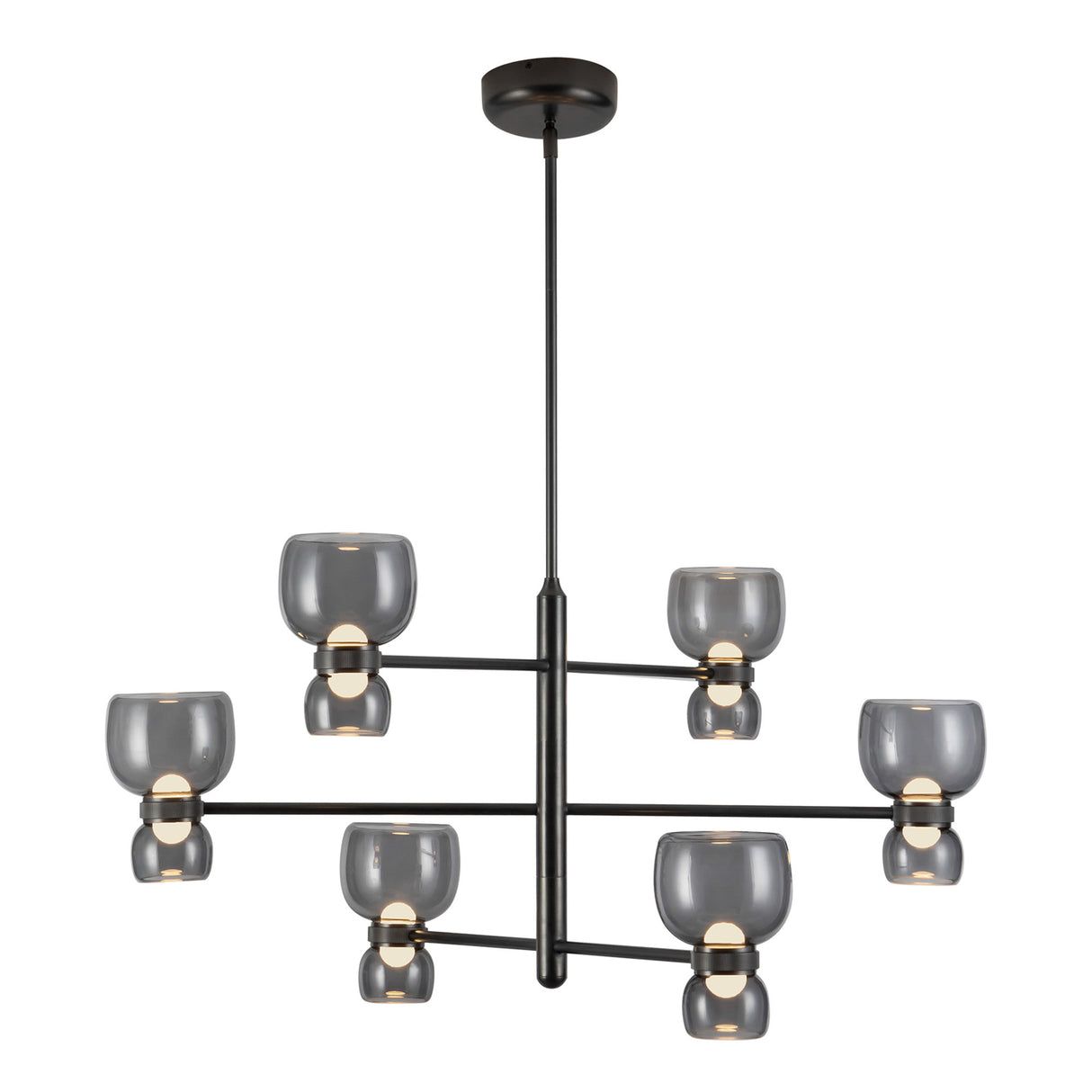 Brann LED Chandelier 36", Urban Bronze and Smoke Glass