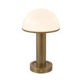 Damon Rechargeable Table Lamp 9", Vintage Brass and Opal Glass