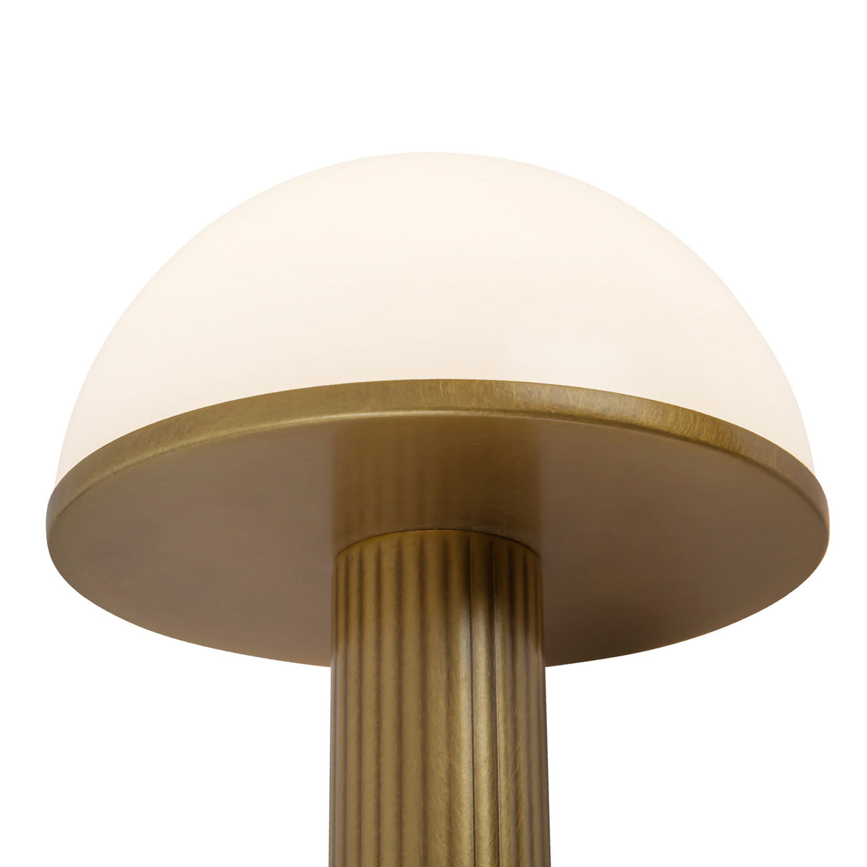 Damon Rechargeable Table Lamp 9", Vintage Brass and Opal Glass