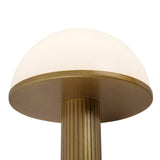 Damon Rechargeable Table Lamp 9", Vintage Brass and Opal Glass