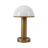 Damon Rechargeable Table Lamp 9", Vintage Brass and Opal Glass