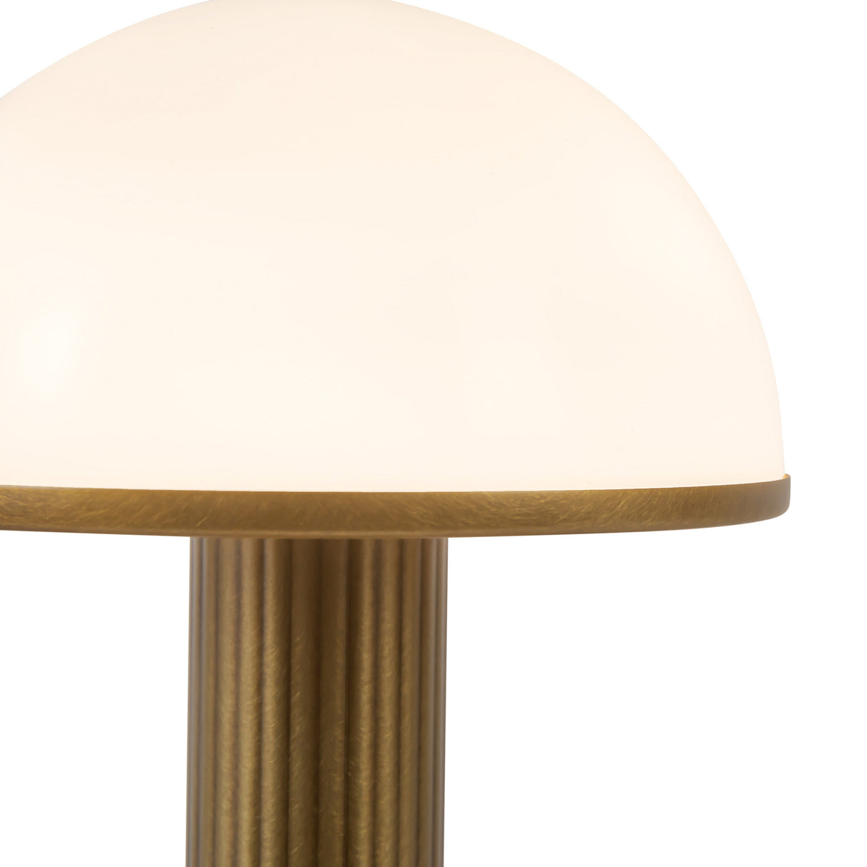 Damon Rechargeable Table Lamp 9", Vintage Brass and Opal Glass