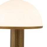 Damon Rechargeable Table Lamp 9", Vintage Brass and Opal Glass