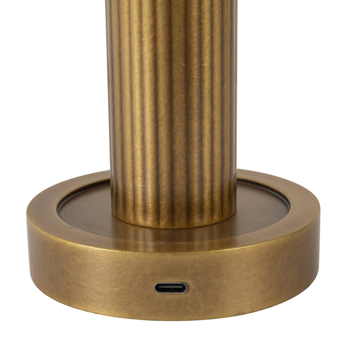 Damon Rechargeable Table Lamp 9", Vintage Brass and Opal Glass