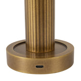 Damon Rechargeable Table Lamp 9", Vintage Brass and Opal Glass