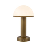 Damon Rechargeable Table Lamp 9", Vintage Brass and Opal Glass