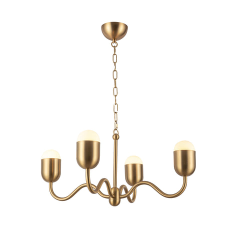 Rubina 4 Light Chandelier 27", Brushed Brass
