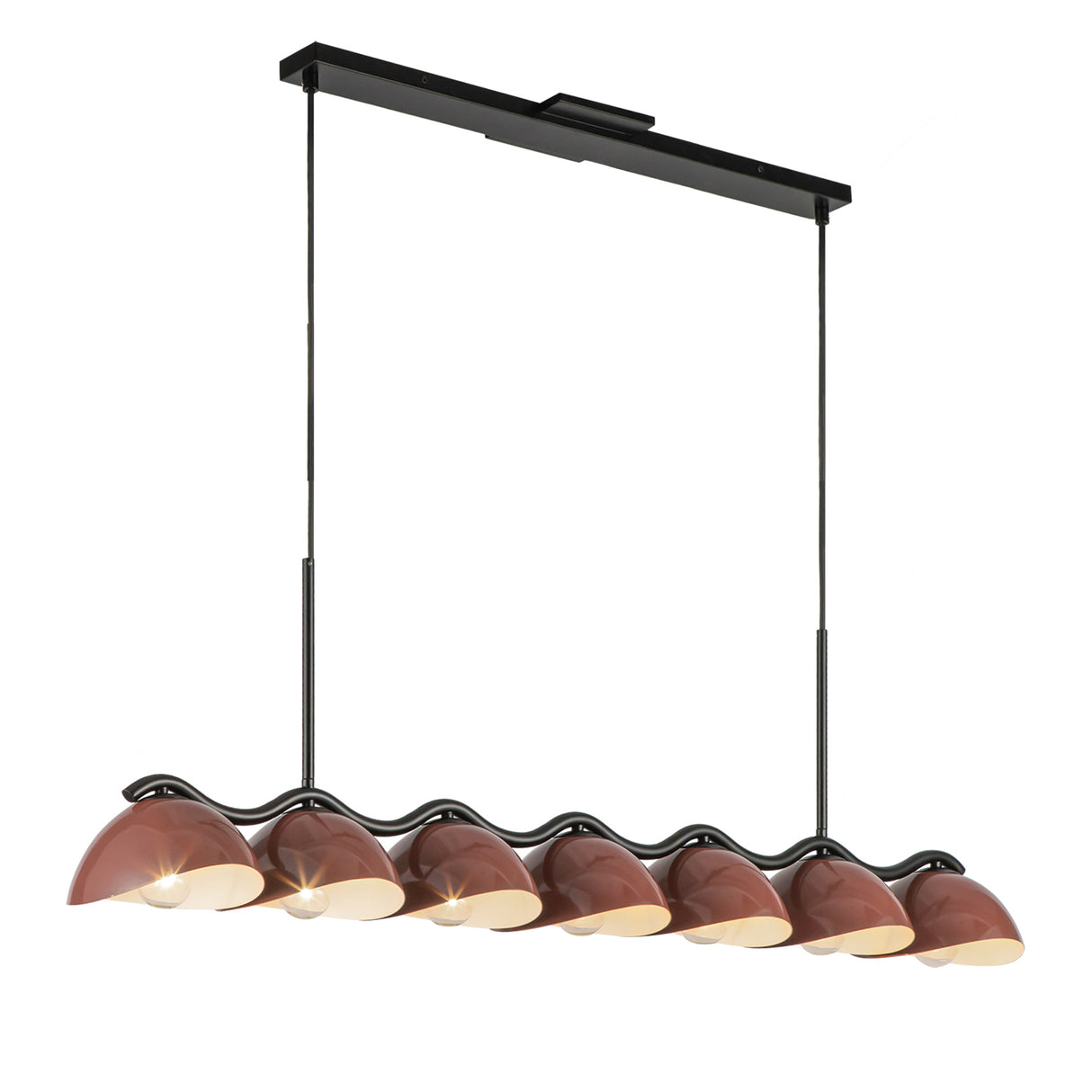 Sadira 7 Light Linear Pendant 42", Maroon and Black
