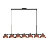 Sadira 7 Light Linear Pendant 42", Maroon and Black