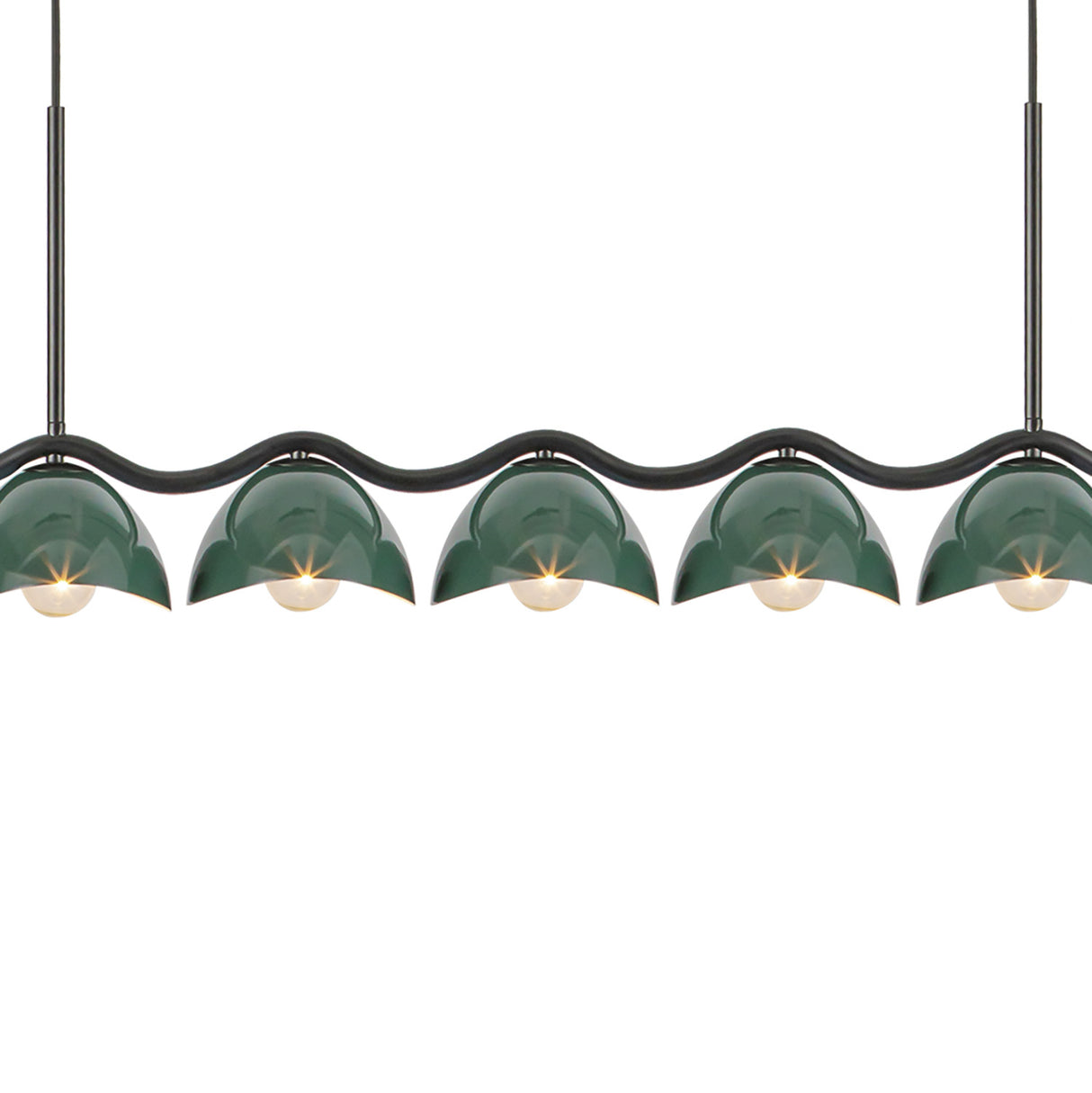 Sadira 7 Light Linear Pendant 42", Hunter Green and Black