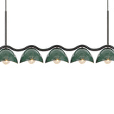 Sadira 7 Light Linear Pendant 42", Hunter Green and Black