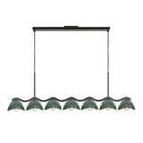 Sadira 7 Light Linear Pendant 42", Hunter Green and Black