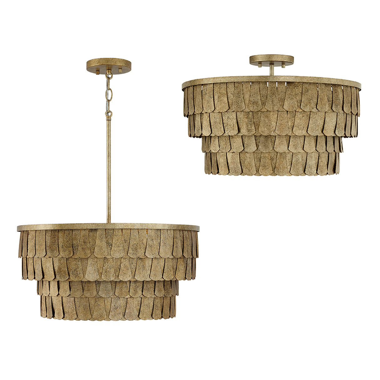 Barina Semi-Flush 21", Distressed Brushed Brass