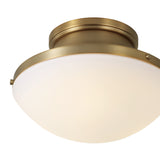 Georgia Flush Mount 14", Aged Brass and Opal Glass