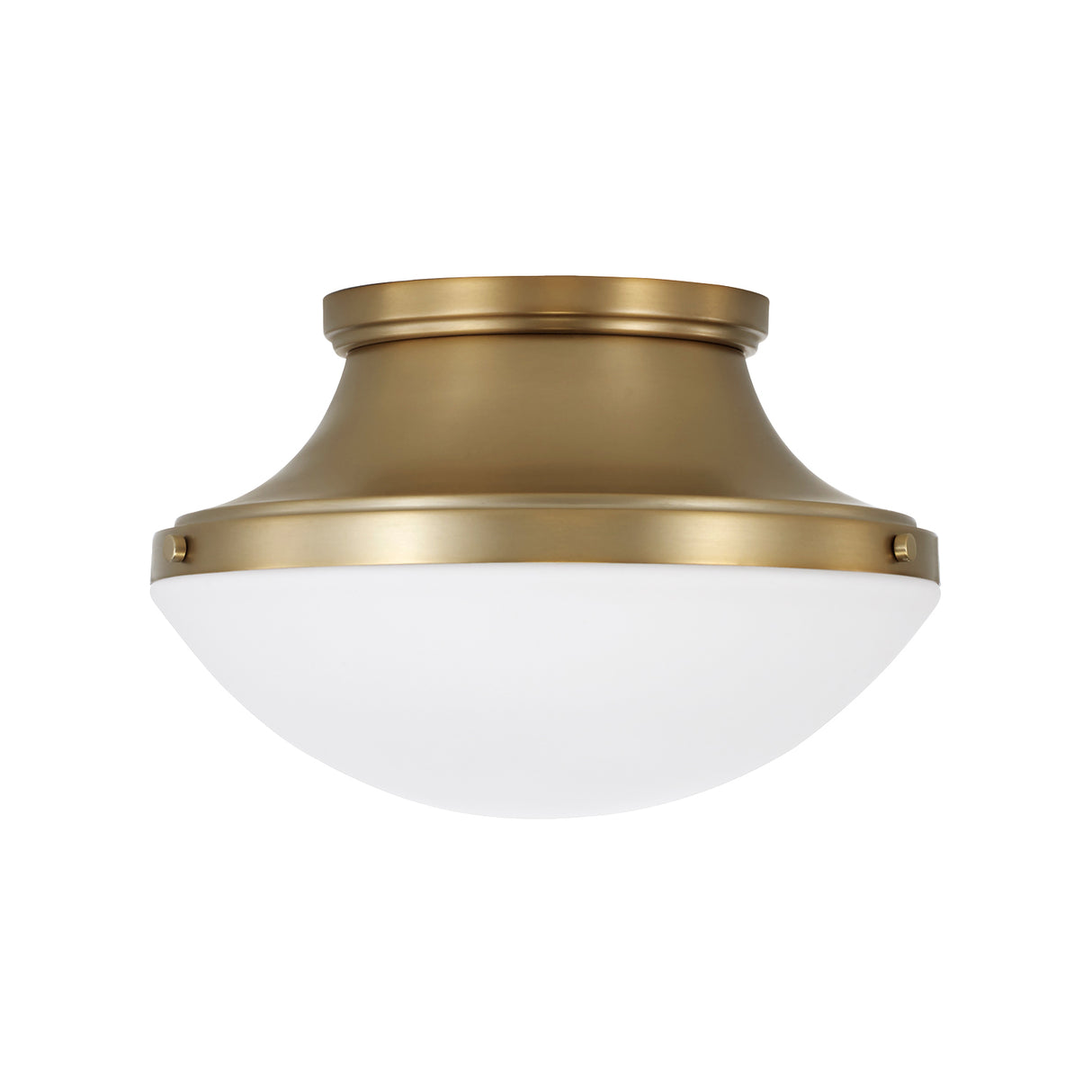 Georgia Flush Mount 14", Aged Brass and Opal Glass