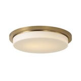 Martine LED Flush Mount 16", Aged Brass and Opal Glass