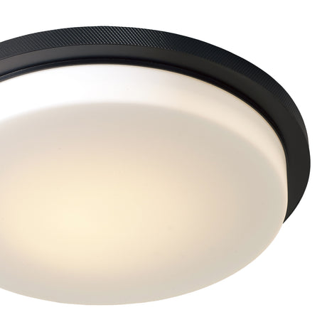 Martine LED Flush Mount 16", Matte Black and Opal Glass