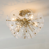 Blossom Semi-Flush Mount 16", Matte Brass and Clear Glass