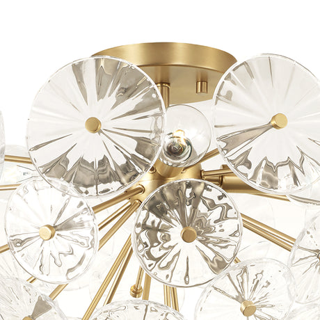 Blossom Semi-Flush Mount 16", Matte Brass and Clear Glass