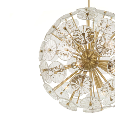 Blossom Medium Pendant 18", Matte Brass and Clear Glass