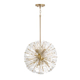 Blossom Medium Pendant 18", Matte Brass and Clear Glass