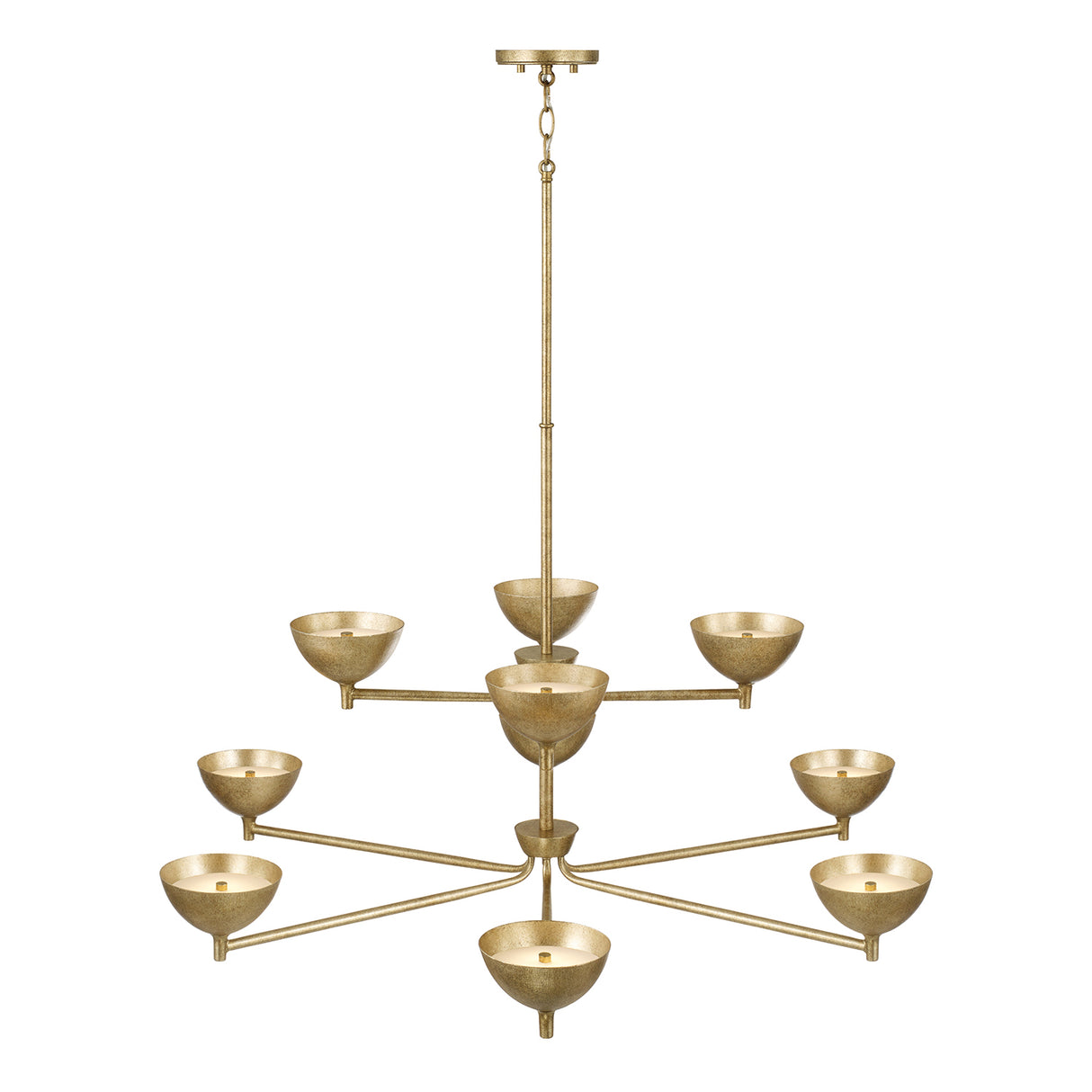 Blaise Two-Tier LED Chandelier 43", Feathered Brass