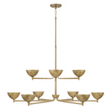 Blaise Two-Tier LED Chandelier 43", Feathered Brass
