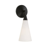 Avani Wall Sconce 14", Matte Black and Opal Glass