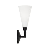 Avani Wall Sconce 14", Matte Black and Opal Glass