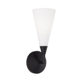 Avani Wall Sconce 14", Matte Black and Opal Glass