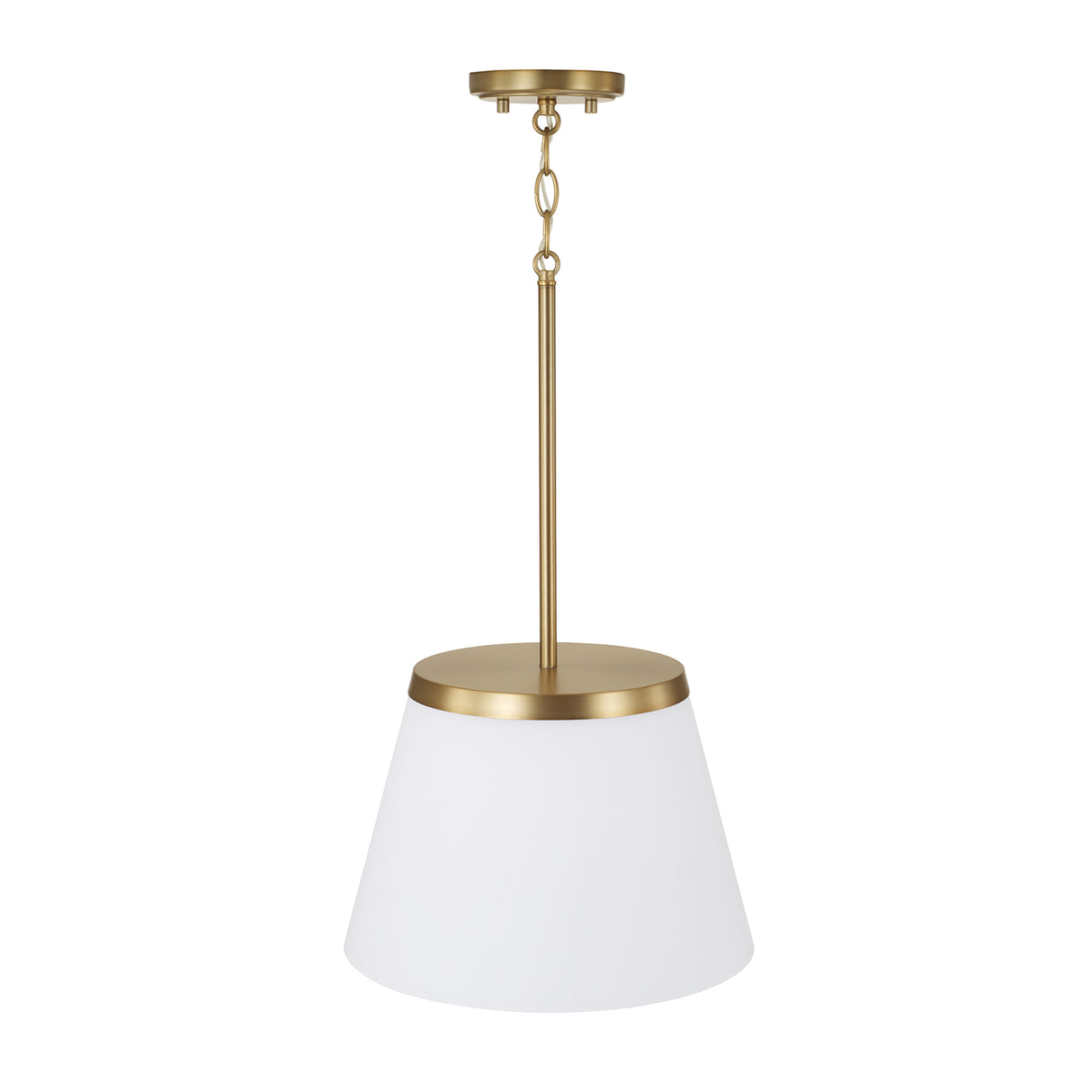 Camron Pendant 13", Aged Brass and Opal Glass