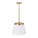 Camron Pendant 13", Aged Brass and Opal Glass